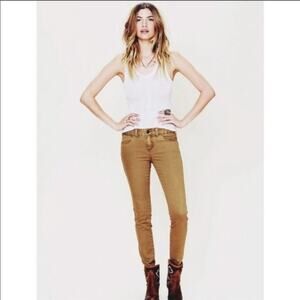 Free People Skinny Jeans Women 28 Mid Rise Taupe 5 pocket 61855-16525